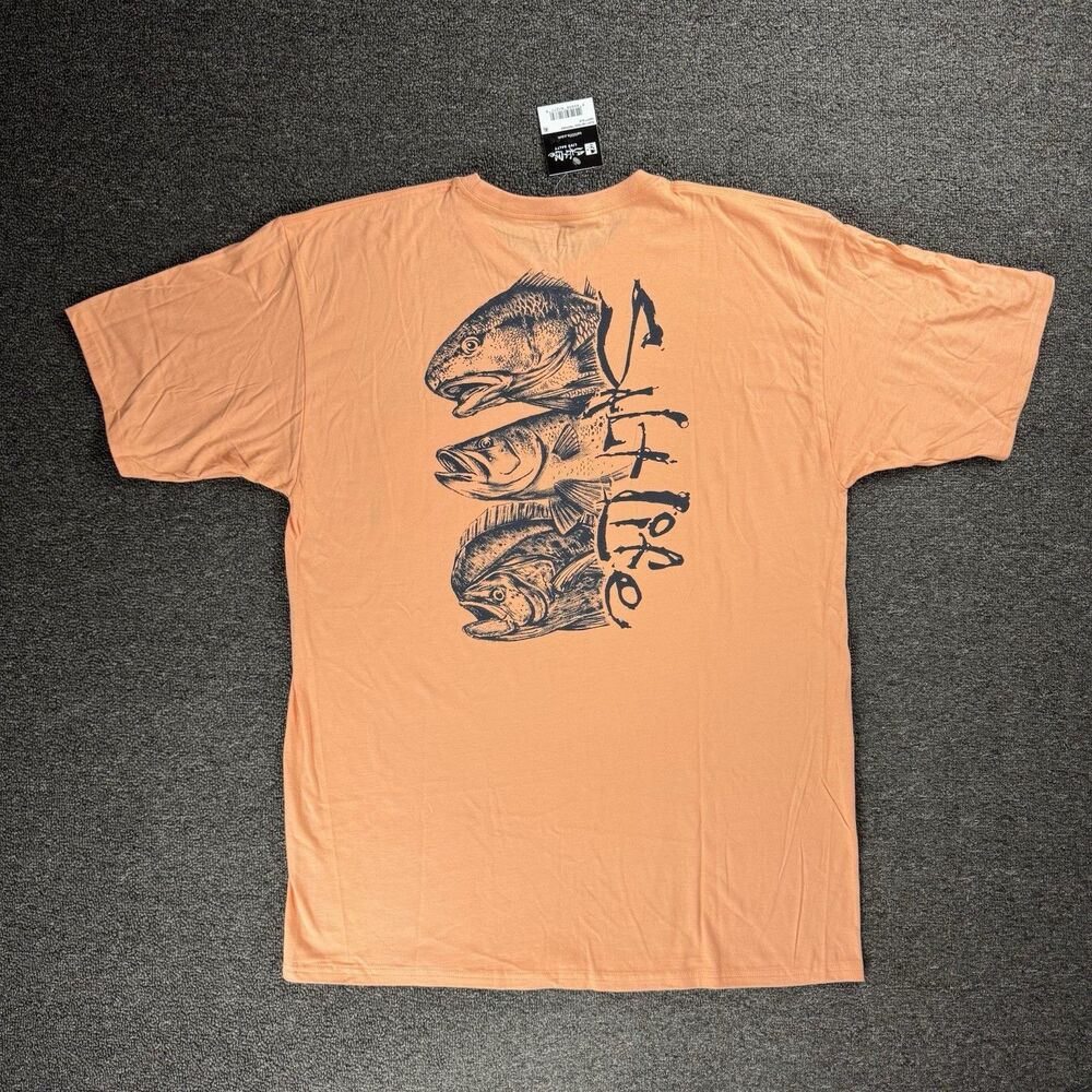 NWT Salt Life Tidal Trophies Orange Fishing Graphic T-Shirt Mens XL Short Sleeve